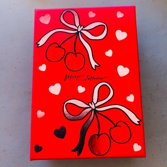 Authentic Betsey Johnson Earrings - Hot Pink Hoop Hearts With Pearl, NIB - Picture 9 of 12